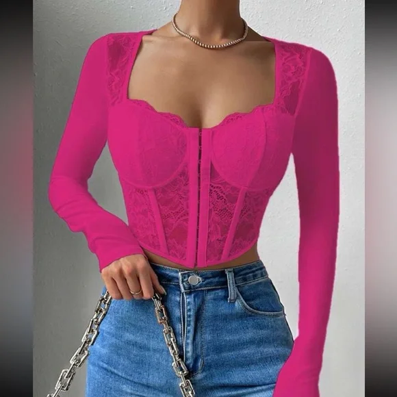 Boho lace bustier corset crop top